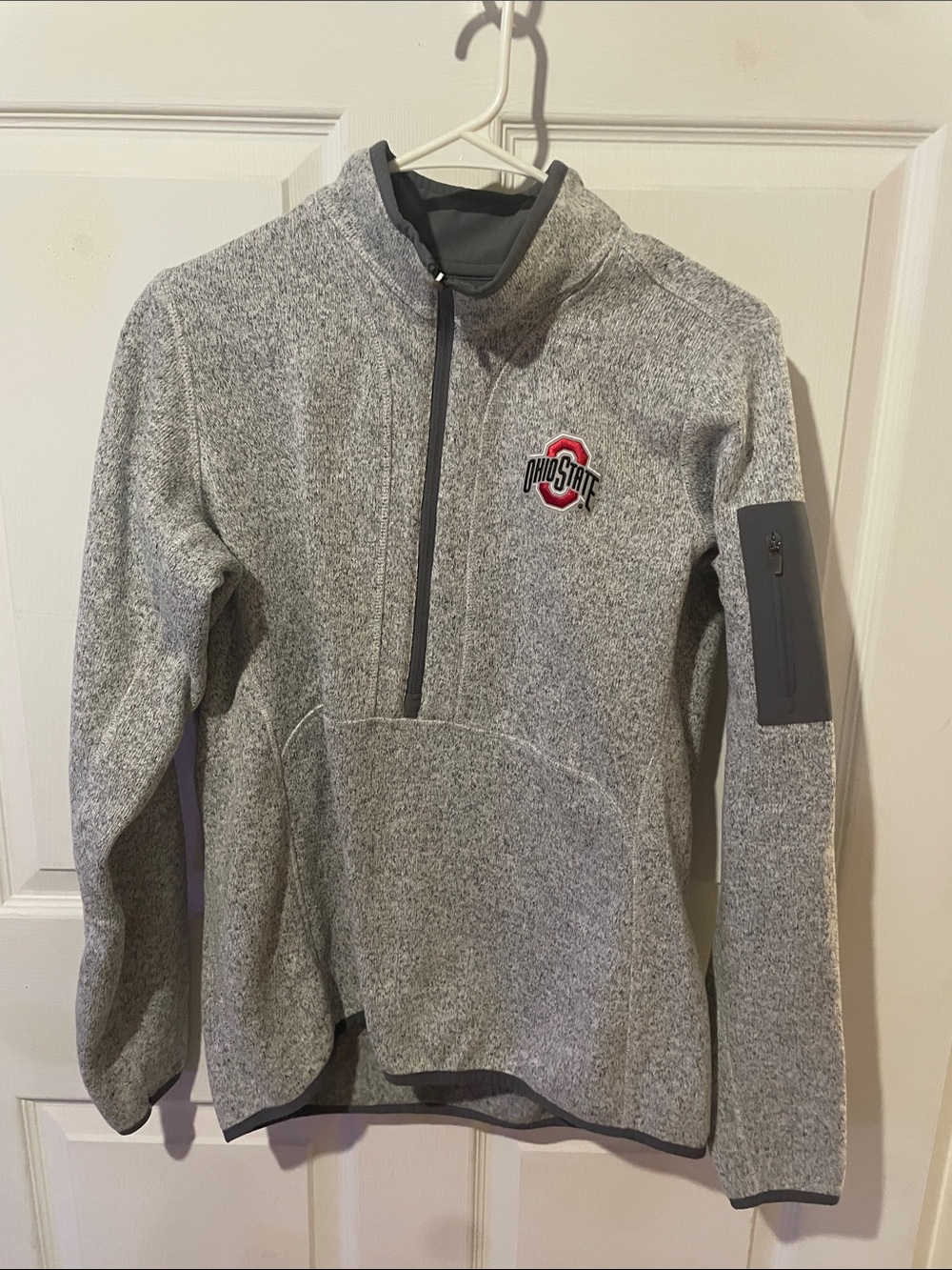 Antigua Gray Heather Ohio State Quarter-Zip Pullover